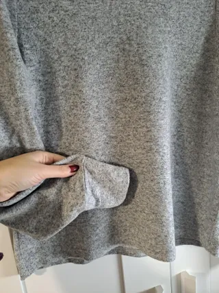 Jersey gris cuello alto mujer