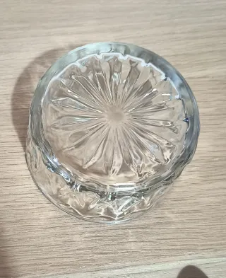 Azucarero antiguo cristal y aluminio