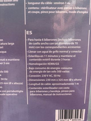 Esterilizador de biberones