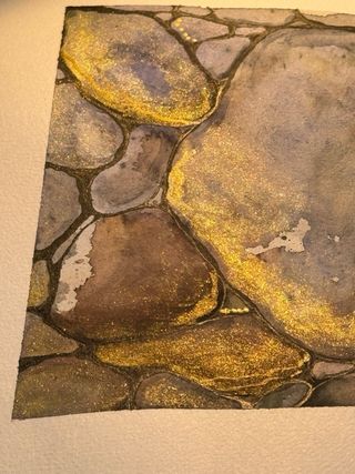 Cuadro acuarela piedras A4 original decoración par