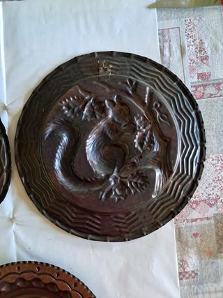 Piatto da parete vintage rame scoiattolo