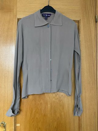Camisa Ralph Lauren Crepe Seda Beige Talla XS