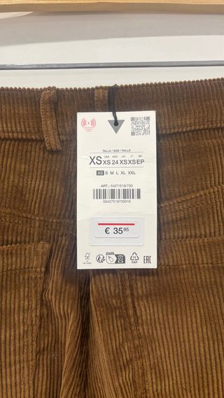 Pantalón pana Zara marrón