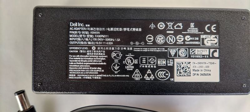 Adaptador de corriente Dell 90W original 19.5V - Como nuevo