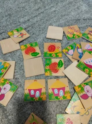Juego Memory Madera Fichas Dibujos Infantiles