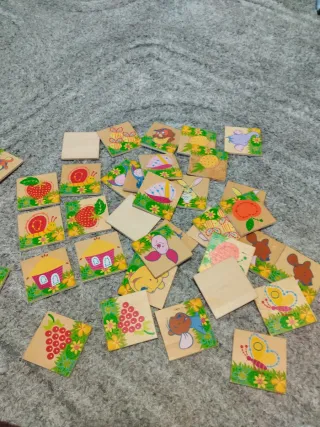 Juego Memory Madera Fichas Dibujos Infantiles