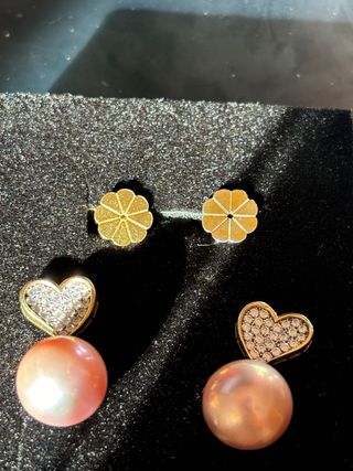 Pendientes Corazón Perla Edison Morada AA+