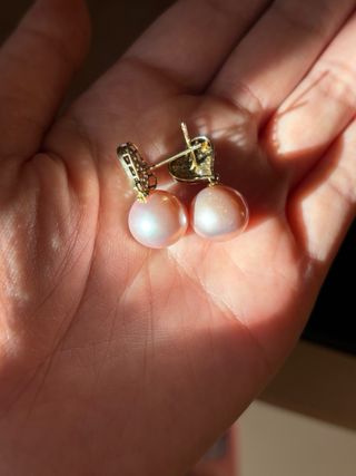 Pendientes Corazón Perla Edison Morada AA+