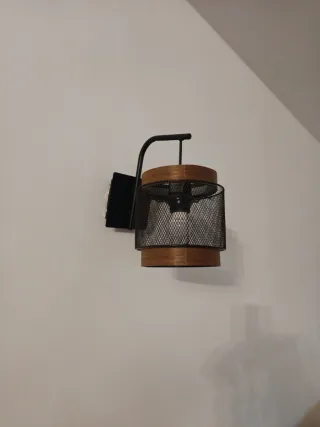 2 Lámparas Vintage Metal y Madera