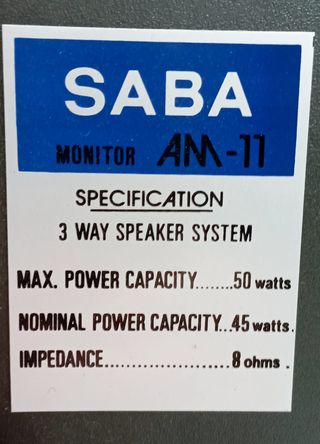 Pareja Altavoces SABA AM-11 Monitor 50W 8 Ohms