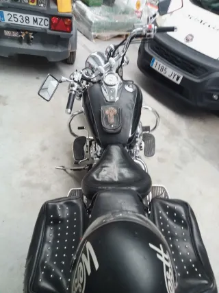 Moto Cruiser Negra con Alforjas