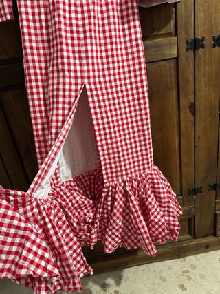 Traje Flamenca Vichy Rojo y Blanco