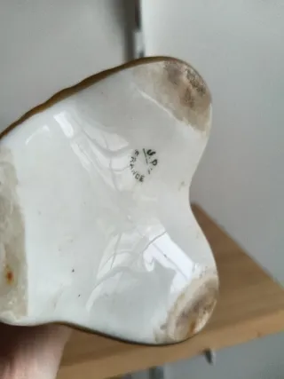 Jarrón francés de porcelana azul y dorado