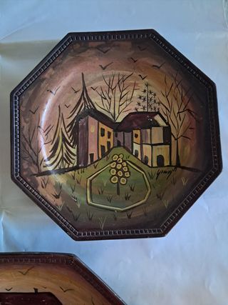 Set 3 piatti decorativi ottagonali