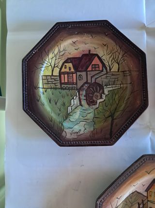 Set 3 piatti decorativi ottagonali