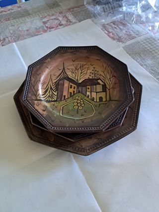 Set 3 piatti decorativi ottagonali