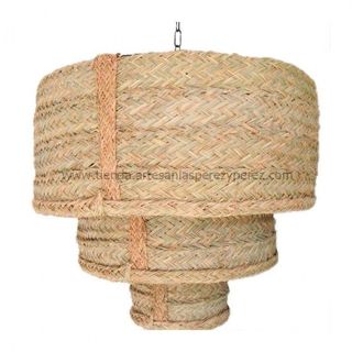 Lámpara redonda triple de esparto natural