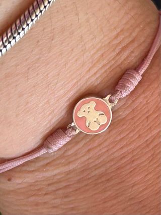 Pulsera Tous Plata y Nylon Rosa