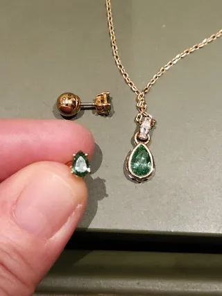 Conjunto Swarovski Esmeralda y Diamantes