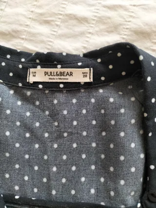 Vestido camisero corto lunares azul marino