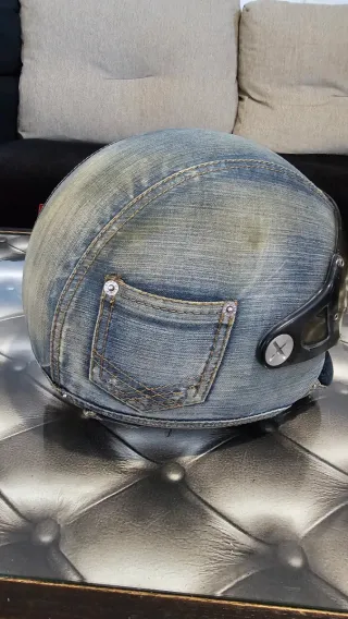 Casco Vintage Tela Vaquera Talla S