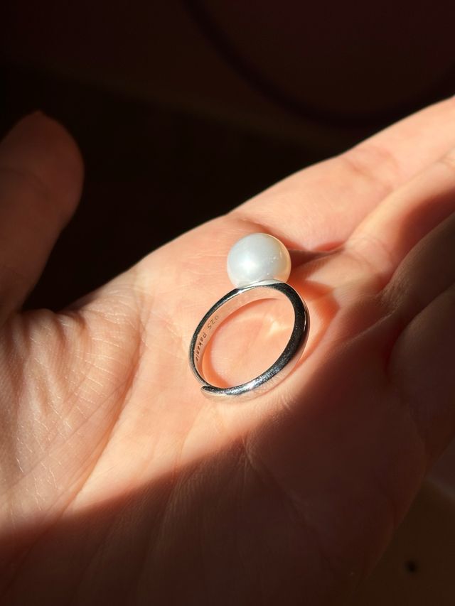 Anillo Plata 925 perla del Mar del Sur 10mm
