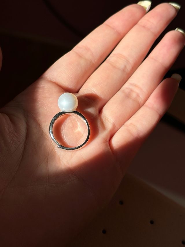 Anillo Plata 925 perla del Mar del Sur 10mm