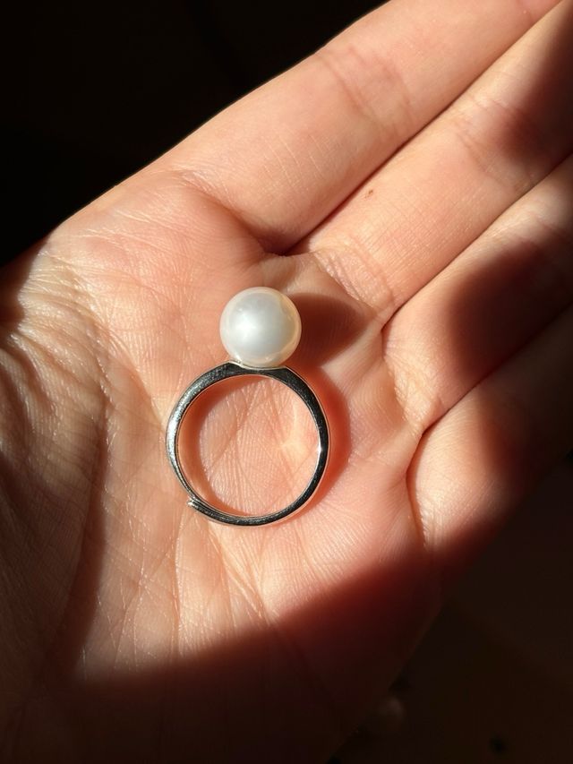 Anillo Plata 925 perla del Mar del Sur 10mm
