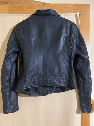 Cazadora Biker Cuero Stradivarius Negra