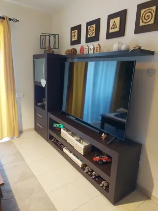 Mueble de TV modular madera y cristal