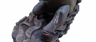 Figura Búfalo de Agua con Niño, tallada a mano