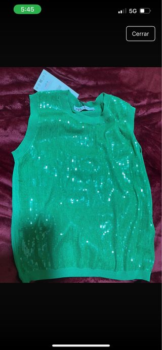 Blusa Zara lentejuelas verde