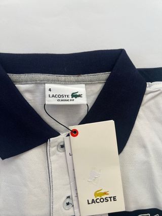 Polo Lacoste Talla M Rayas Azul/Gris/Blanco