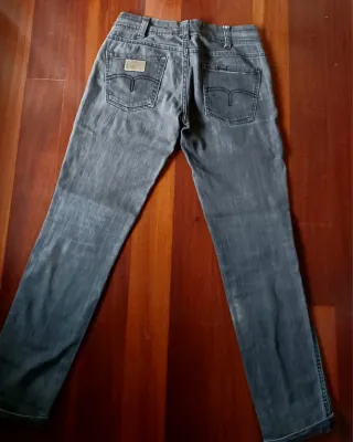 Pantalones Lois Vaqueros Gris Cintura Baja