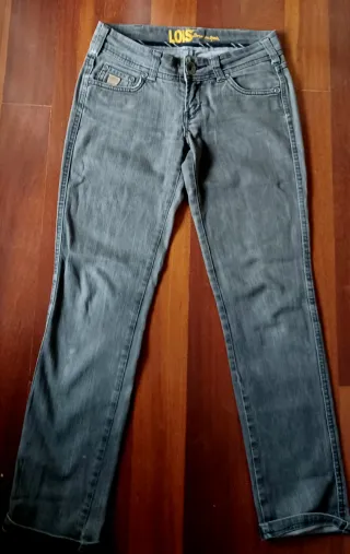 Pantalones Lois Vaqueros Gris Cintura Baja