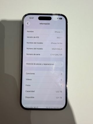 iPhone 14 Pro 1TB 1000Gigas Plata Bateria 100%!!