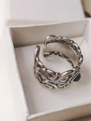 Anillo Plata con Ónix Negro Ajustable