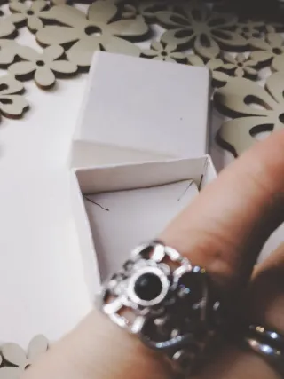 Anillo Plata con Ónix Negro Ajustable