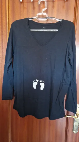 Camiseta premamá Kiabi negra talla XL