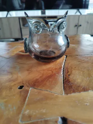 Portavelas de cristal con forma de búho