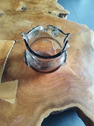 Portavelas de cristal con forma de búho