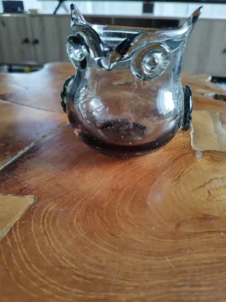 Portavelas de cristal con forma de búho