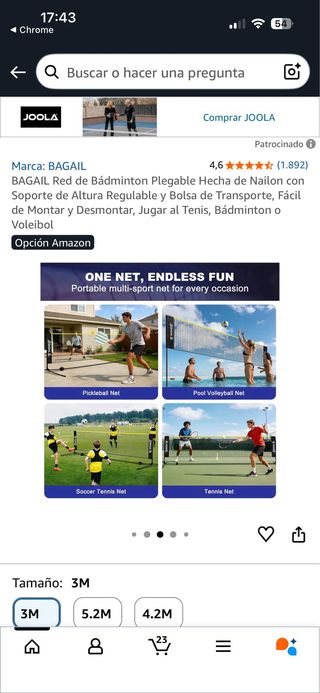 Red de bádminton, tenis y voley de 5,2 m