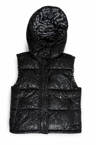 Chaleco Desigual Negro con Estampado Blanco