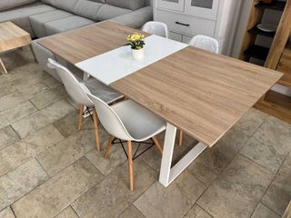 Conjunto Nórdico: Mesa Extensible y 4 Sillas