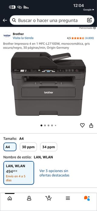 Impresora Multifunción Brother MFC 4 in 1