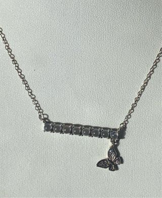 Collar plata piedra luna y mariposa