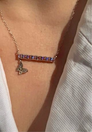 Collar plata piedra luna y mariposa