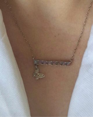 Collar plata piedra luna y mariposa