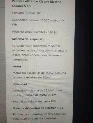 Patinete Eléctrico Xiaomi Scooter 5 ES nuevo